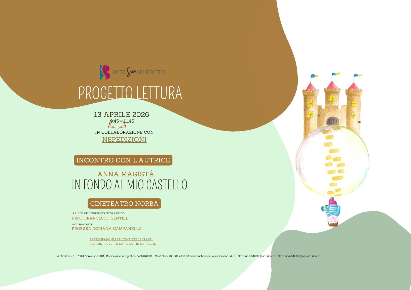 Progetto lettura: incontro con l'autrice Anna Magistà, 13 aprile 2026