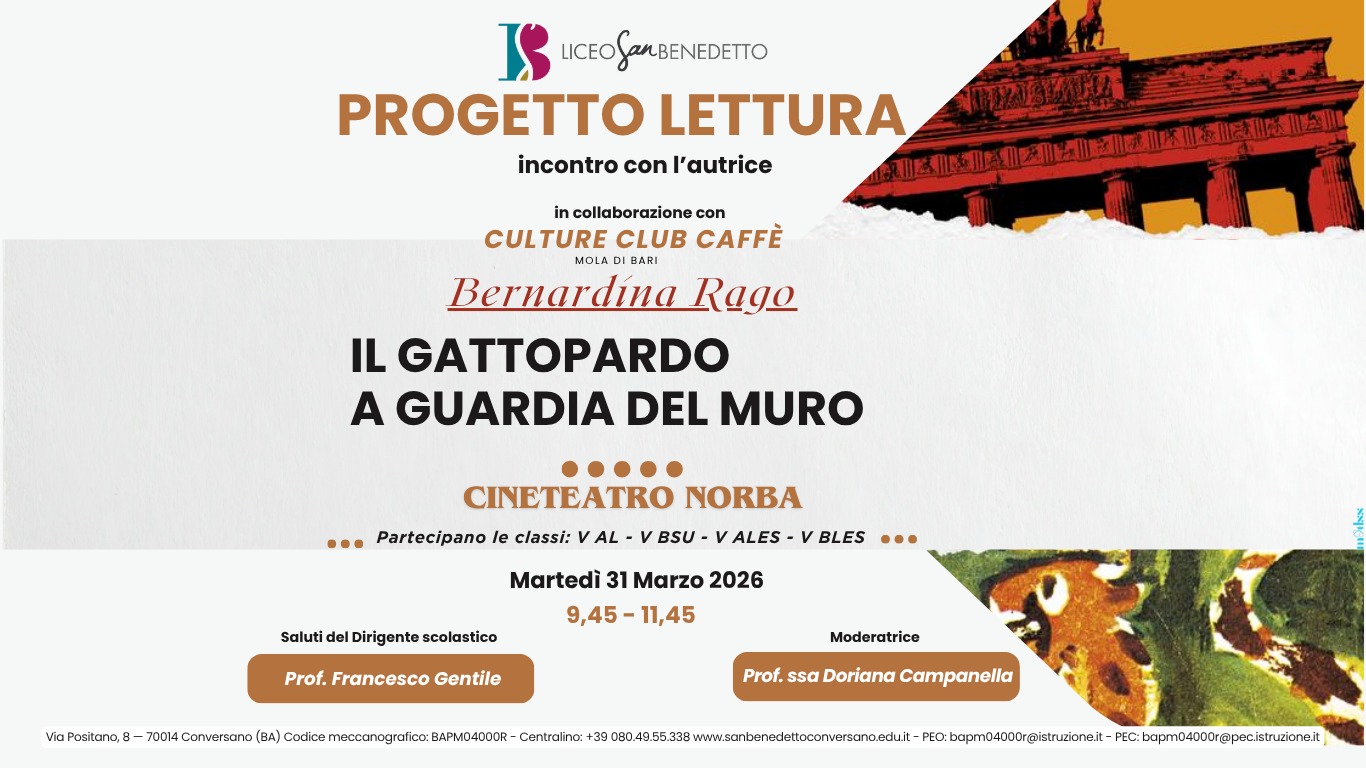 Progetto lettura: incontro con l'autrice Bernardina Rago, 31 marzo 2026